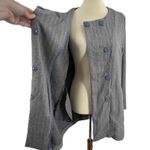 Nu New York Gray Pinstripe Wool Collarless Blazer Jacket Snap Closure S/M Photo 1