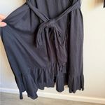Soft Surroundings Black Ruffled Faux Wrap Belted Knee Length Dress Womens LP Photo 6