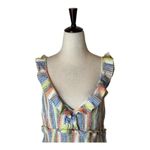 Saylor  Dress Women XL Multicolor Striped‎ V Neck Smocked Ruffle Trim Alma Mini Photo 6