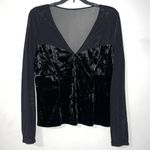 Eva Mendes NY&C medium womens black velvet v neck long sheer sleeve blouse sexy Photo 2