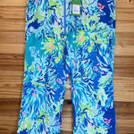 Lilly Pulitzer  Calley pants brilliant blue wade and sea Size 12 100% linen NEW Photo 0