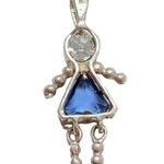 Sterling Silver 925  Birthstone Blue CZ September Baby Girl Pendant- CHIPPED Photo 2