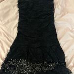 vintage ruched lace black sequin strapless dress Photo 0