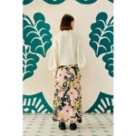 Farm Rio  White Floral Appliqué Lantern Sleeve Sweater Size Medium Photo 2