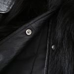 Genuine fox Fur Coat genuine leather jacket vest warm long sleeve trench bomber Jacket Fur Sheepskin Jacket Studs Black Size M Photo 13