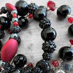 Handmade Horror Movie themed bracelet stretchy stackable charm bracelet black red Photo 2