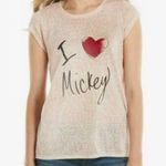 LC Lauren Conrad Lauren Conrad Disney Collection I Heart Love Mickey Stripe T-shirt Size M Photo 0