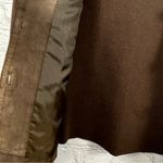 Peter Nygard Nygard Collection Genuine Suede Leather Jacket Silk Knit Sleeve & Back Brown M Photo 6