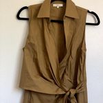Vince NEW Sleeveless Cotton Shirt Dress in Caramel Brown Photo 6