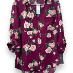 Byer California StitchFix  Christelle Burgundy Floral Button Down Shirt‎ Sz L NWT Photo 0