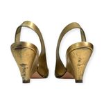 Prada  | US 8.5 / IT 38.5 | Metallic Gold Leather Peep-Toe Slingback Pumps Photo 7