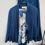 Alfred Dunner Petite Alfred Dunner 3 Piece SET Size 10 Petite Faux Blue Suede Jacket Top Pull On Pants Photo 6