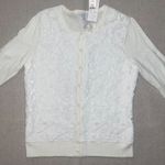 New York & Company | NWT Ivory & White Lace Front 3/4 Sleeve Cardigan | LP Size undefined Photo 2
