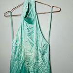 LAPOINTE Metallic Mint Green Halter Neckline Backless Satin Gown Dress Size 4 Photo 5