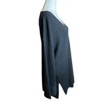 Loft Gray Wool Blend Flare Sleeve V-Neck Tunic Sweater Sz Large Slouchy Oversize Photo 3