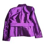 Vtg 1990s Anne Klein Purple Wool Silk Removable Belt Blazer Jacket 12 Petite Size 12P Photo 1