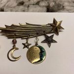 Lot Of 2 Gold Tone Vintage Costume Brooches Heart Sunglasses, Shooting Star Photo 2