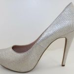 BCBGeneration BCBG Parade Silver Woven Fabric 5'' Classic Pumps Photo 4