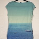 Lafayette 148 Rio De Janeiro Tee Shirt Womens S Cap Sleeve Casual Beach Vacation Blue Photo 8