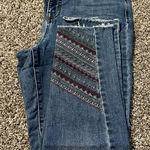 Style & Co . Blue Cropped Jeans with Patterned Detail (R1) Photo 0