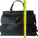 Gucci Black Leather Top Handle Front Flap Closure Bamboo Turn-Lock Shoulder Bag Photo 6