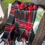 Geoffrey Beene CASHME RED PLAID FRINGE ITALIAN MADE SCARF 60”x13” Photo 4