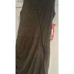 Hot Kiss  Tank Dress Asymmetrical Zipper Ruched Bodycon Gray Faux Suede Sz S NWT Photo 3