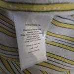 Talbots Yellow Stripe Pop Over Long Sleeve Blouse Mandarin Collar Size Large Photo 6