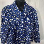 Sandro  Blue and White Print Women’s Big Button  Blazer Size 1X EUC Photo 3