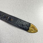 Streets Ahead Belt Womens Small Black Croc Embossed Leather Mixed Metal Buckle Photo 4