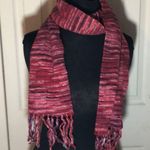 Handmade Long Red Hombre Print Scarf Fringed Ends Photo 5