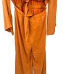 SNDYS Pluto‎ Jumpsuit in Rust Orange Long Sleeve Tie Cut Out Size US 6 Photo 5