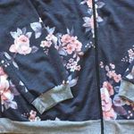 Lightweight Gray Floral Zip Front Baseball Bomber Jacket Large 3/$20 Sale! Photo 2