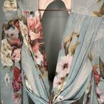 PatBo Peony Print Cutout Midi Crepe Long Sleeve Blue Pink Dress US Size 12 Photo 12