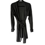 Signature Studio  XL Gray Ribbed Knit Duster Cardigan Long‎ Sleeve Belted Career Photo 1