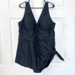 Torrid NWT Wireless Short Asymmetrical One Piece Swimsuit Swim Dress Black Photo 4