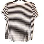 A New Day Linen Blend Petal Sleeve Striped Ruffle Top White Black Medium Photo 1