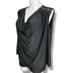 Harper 241 Womens Blouse Shirt Top Drape Neck Chain Accent Stretch Black 2X Photo 4