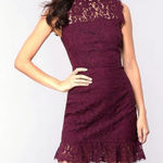 Storia  High‎ Neck Lace Mini Dress burgundy red size small Photo 0
