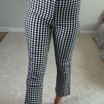 ZARA : Gingham Cropped Flare Trouser Black and White Photo 1