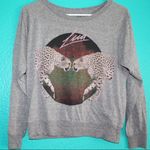 cheetah grey crewneck Gray Photo 2