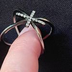 Sterling Silver Double cross ring 925 stamped Photo 4