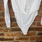 Forever 21 White Long Sleeve Collared Surplice Bodysuit Women's Size Small Photo 2