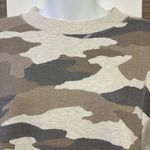 Aerie Tan Camo Crew Neck Mixed Textured Sweatshirt w/ Large Slide Slits- XS Photo 4