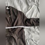 Vince Draped Brown Moto Leather Jacket Rib Knit Wool Details Size M Zipper Photo 10