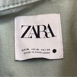ZARA denim belted cotton jean jacket sage green Sz XL Photo 10
