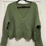 Kendall + Kylie Green V-Neck Sweater Photo 0