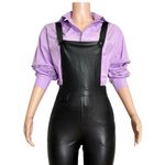 Anthropologie MAEVE x  Faux Leather Overalls, Black, 4 (US) Photo 7