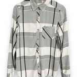 Universal Threads Universal Thread Button-Up Shirt Top Rayon Plaid Long Sleeves Women Gray Medium Photo 0