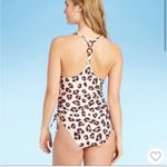 Kona Sol Leopard Animal Print One Piece Swimsuit Size Medium Brown Cream Photo 6